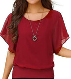 Women's Casual Short Sleeve Chiffon Top T-shirt Blouse