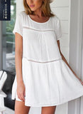 White Short Sleeve Shift Dress