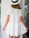 White Short Sleeve Shift Dress