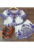 Porcelain Print Shorts Co-Ord Set