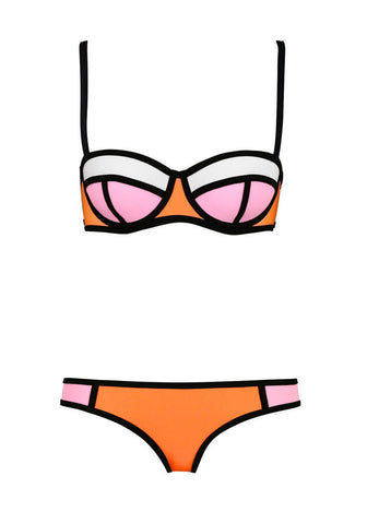 Orange Contrast Bikini Set