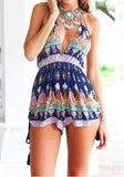 Printed Plunge Neck Romper