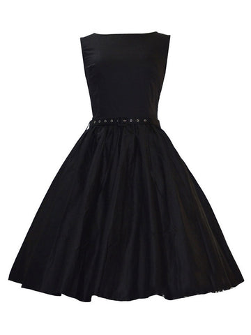 Black Vintage Sleeveless Midi Dress