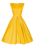 Yellow Vintage Sleeveless Midi Dress