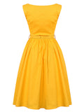 Yellow Vintage Sleeveless Midi Dress