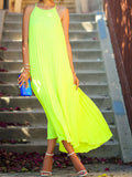 Lucifer Yellow Pleated Maxi Dress