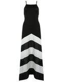 Black Stripe Sleeveless Maxi Dress