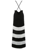 Black Stripe Sleeveless Maxi Dress